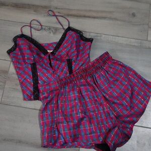 Victoria's Secret Red and Blue Plaid Pajama Set